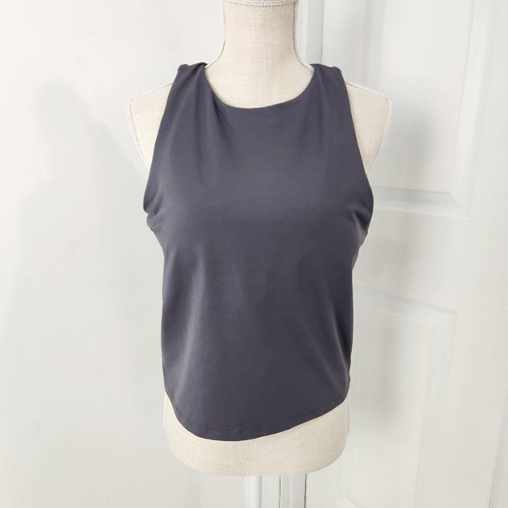Fabletics Tank Top Womens XL Gray Avianna Built In Bra High Neck Racerback